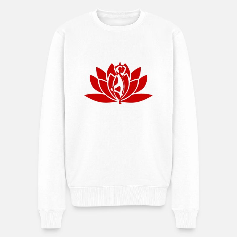 Yoga fleur rouge - Pull Premium bio Homme - blanc
