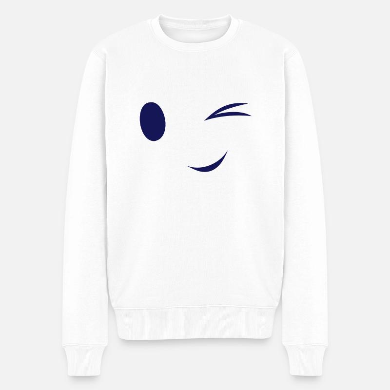 Augen zwinkern - Männer Premium Bio Pullover - Weiß