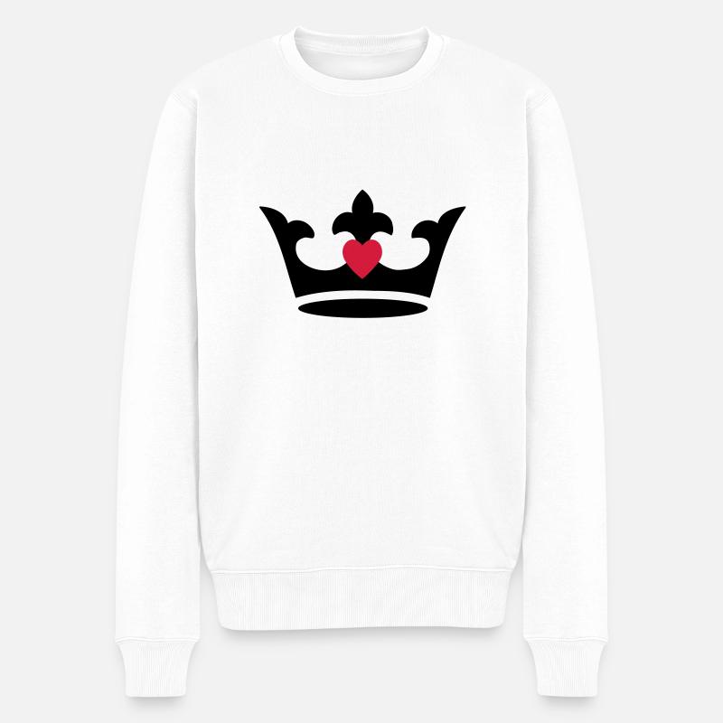 couronne, cœur - Pull Premium bio Homme - blanc