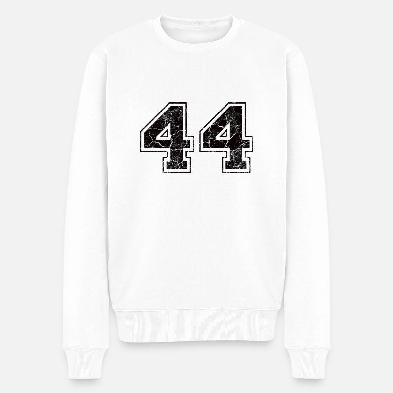 Zahl 44 im Used Look - Männer Premium Bio Pullover - Weiß