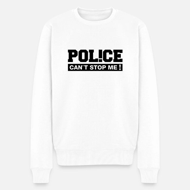 police_cant_stop_me_rk1 - Männer Premium Bio Pullover - Weiß