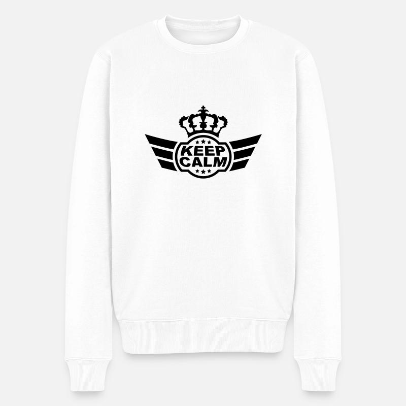 Keep Calm - Männer Premium Bio Pullover - Weiß