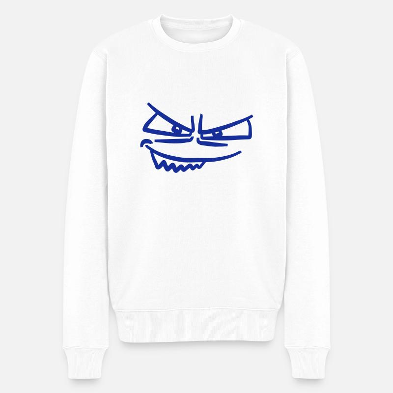 Cooles Böses Monster Gesicht - Männer Premium Bio Pullover - Weiß