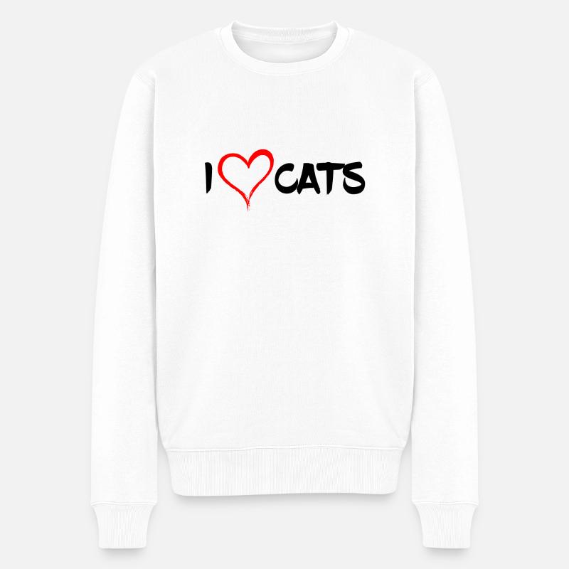 I love cats - Männer Premium Bio Pullover - Weiß