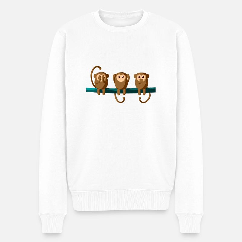 Die drei Affen von Nikkō - Männer Premium Bio Pullover - Weiß