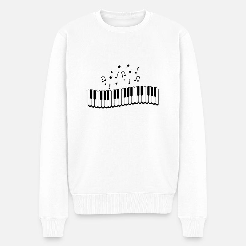 piano_noten_02 - Männer Premium Bio Pullover - Weiß