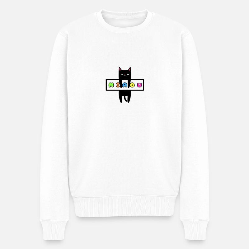Miau - Männer Premium Bio Pullover - Weiß
