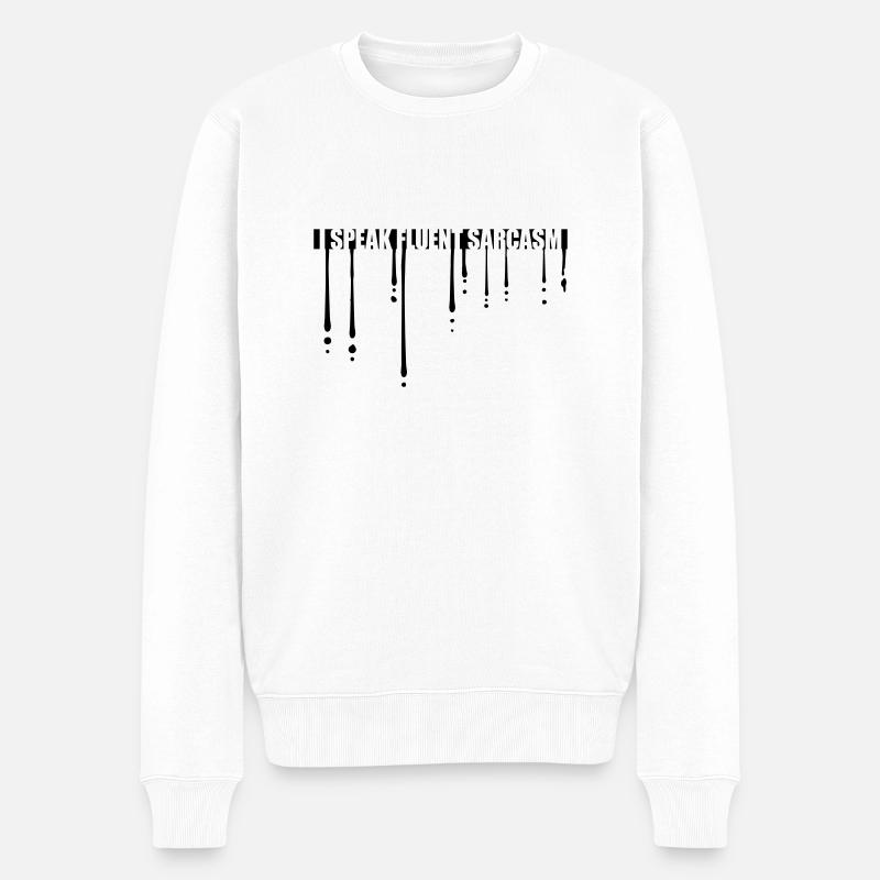 Graffiti Tropfen Sarkasmus - Männer Premium Bio Pullover - Weiß