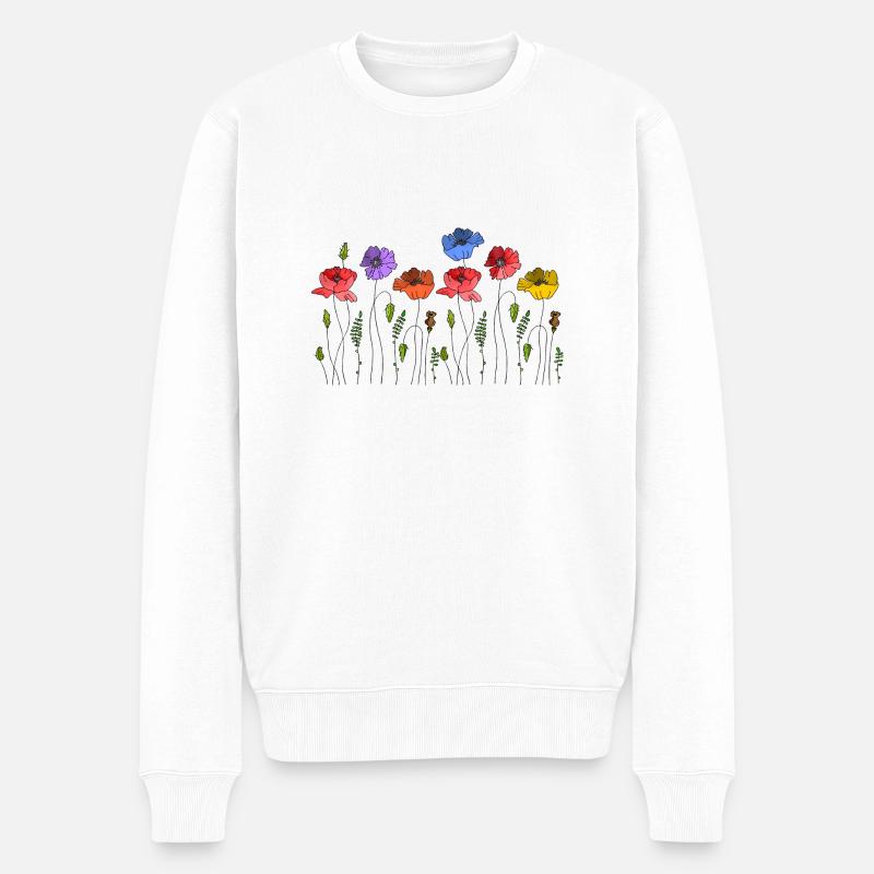 Blumen - Männer Premium Bio Pullover - Weiß