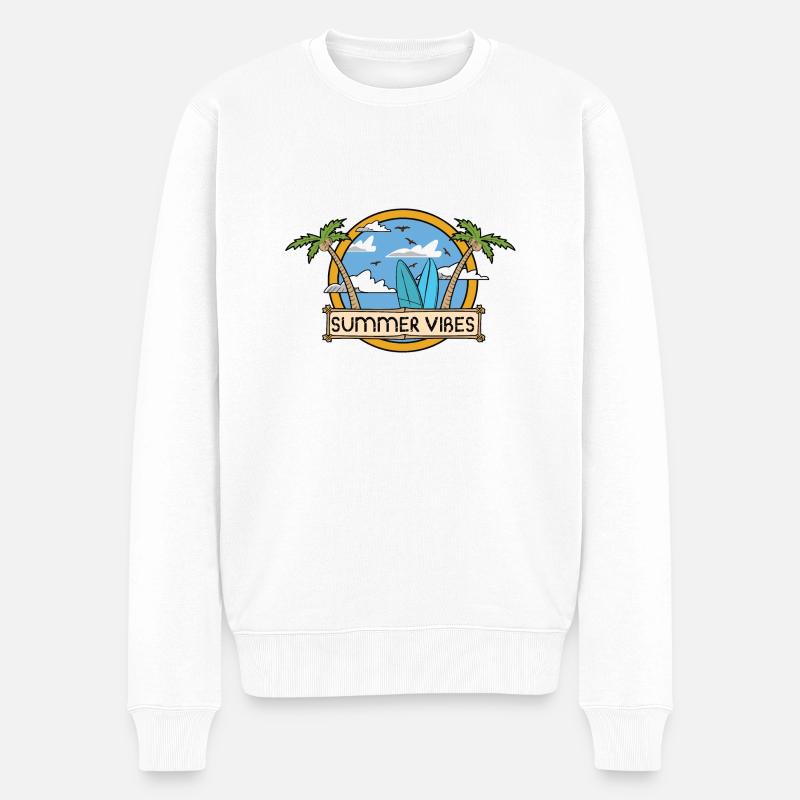 Sonne Urlaub Palmen Surfen Sonne - Männer Premium Bio Pullover - Weiß