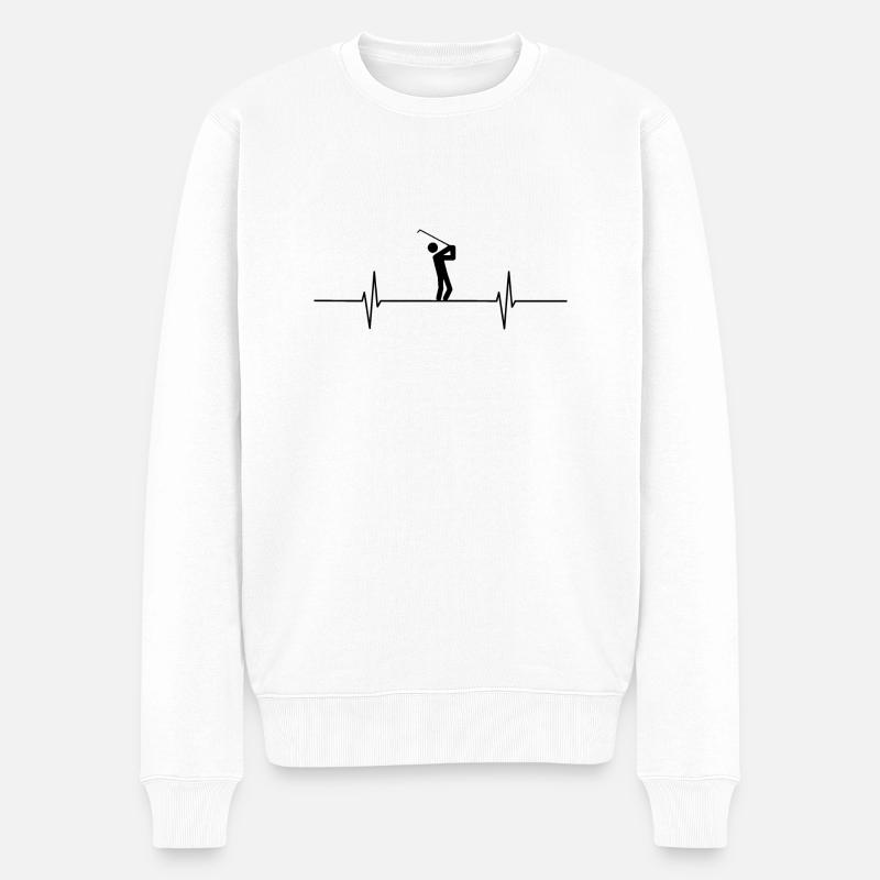 Heartbeat Golf - Männer Premium Bio Pullover - Weiß