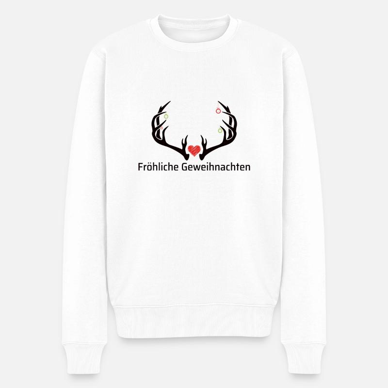 Geweihnachten - Männer Premium Bio Pullover - Weiß