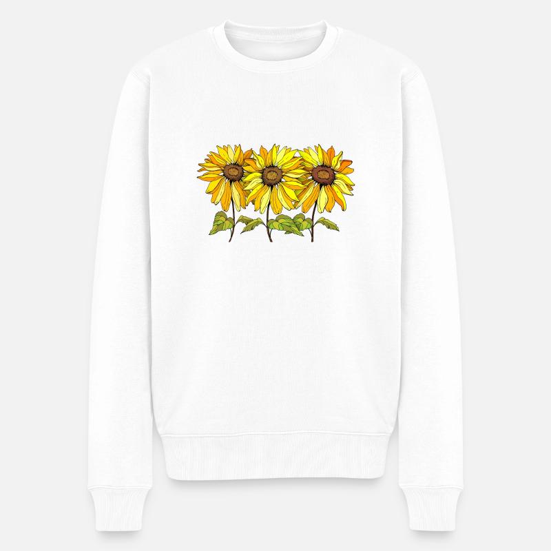 Blumen - Männer Premium Bio Pullover - Weiß