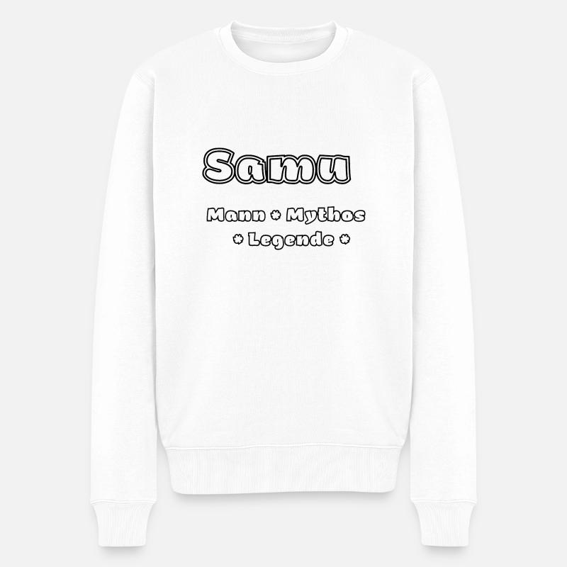 Samu - der Mann, der Mythos, die Legende - Männer Premium Bio Pullover - Weiß