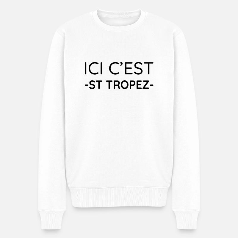 Ici c'est Saint Tropez (noir) - Pull Premium bio Homme - blanc