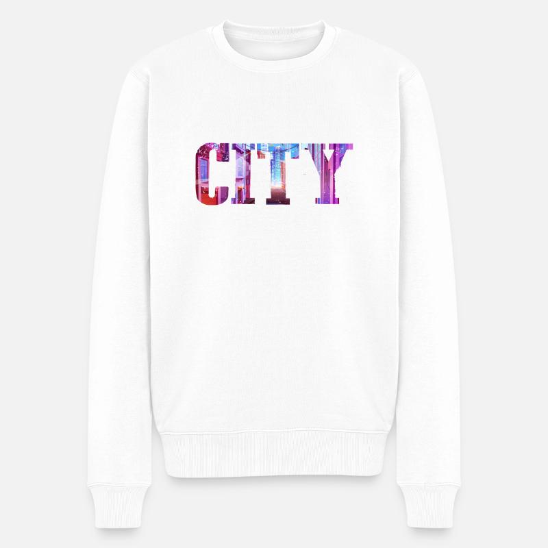 City - Männer Premium Bio Pullover - Weiß