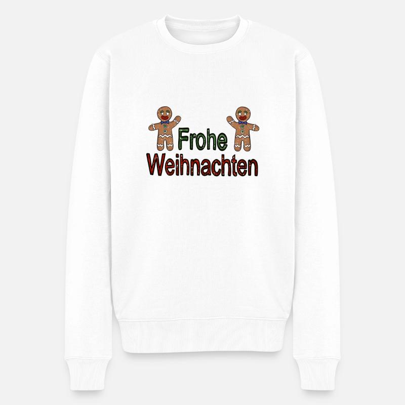 Frohe Weihnachten Lebkuchen Schneegestöber - Männer Premium Bio Pullover - Weiß
