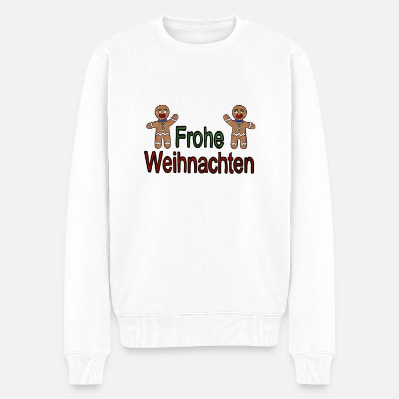 Frohe Weihnachten Lebkuchen - Männer Premium Bio Pullover - Weiß