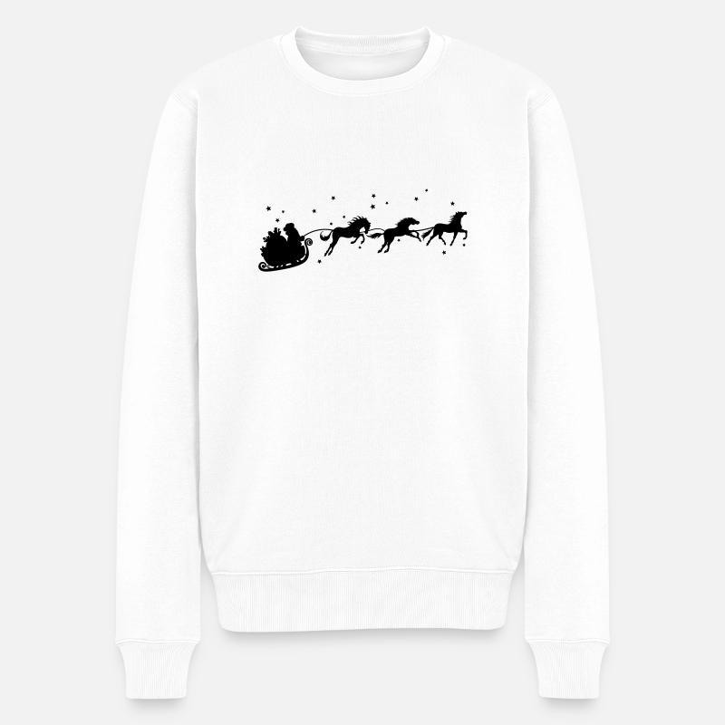 Santa and horses - Männer Premium Bio Pullover - Weiß