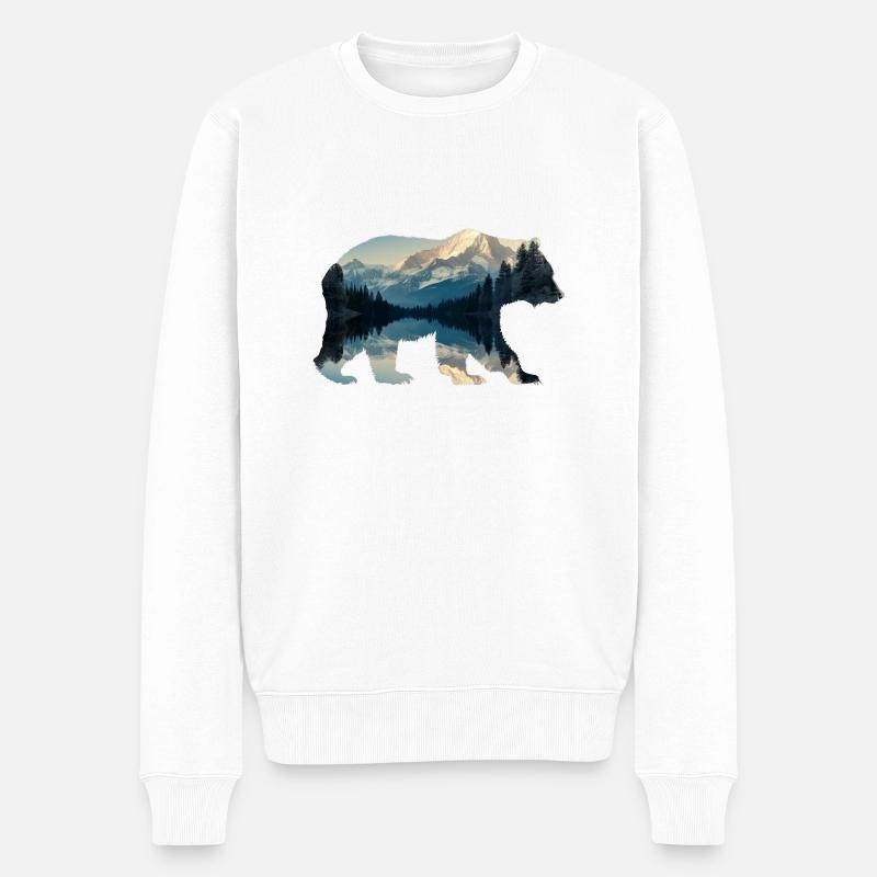 Bärensee - Männer Premium Bio Pullover - Weiß