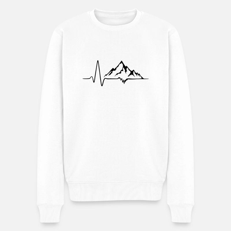 Herzschlag der Berge - Männer Premium Bio Pullover - Weiß