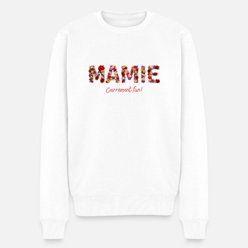 Mamie carrément fun floral- idée cadeau - Pull Premium bio Homme - blanc