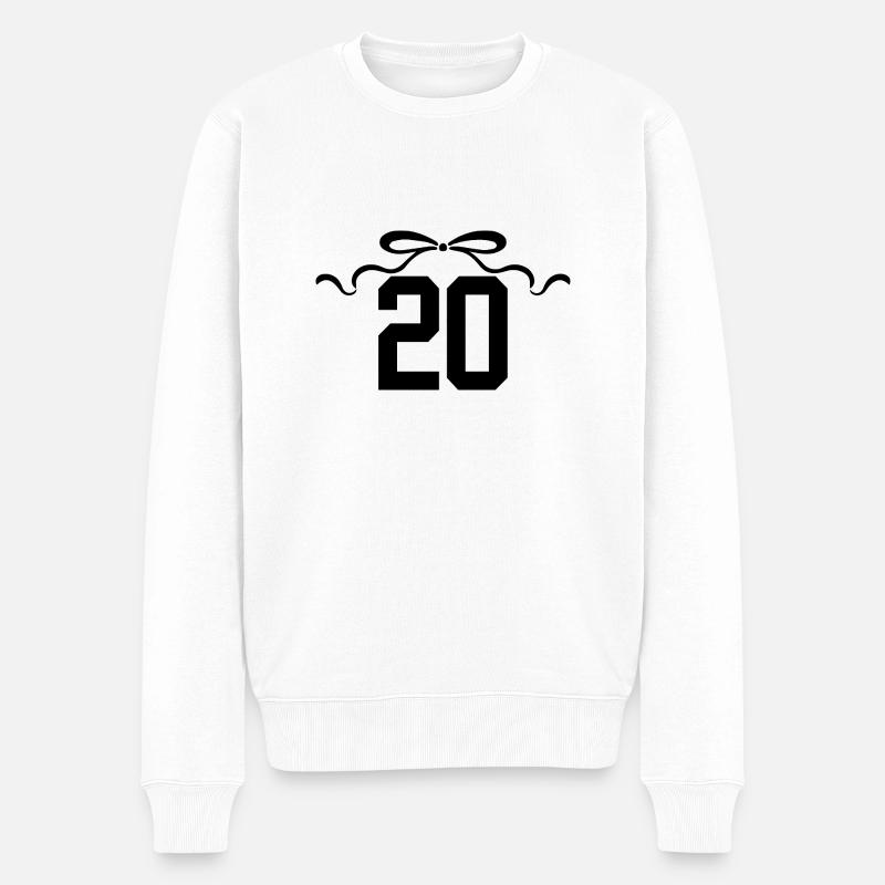 Numéro 20 noeud - 20e anniversaire - Pull Premium bio Homme - blanc