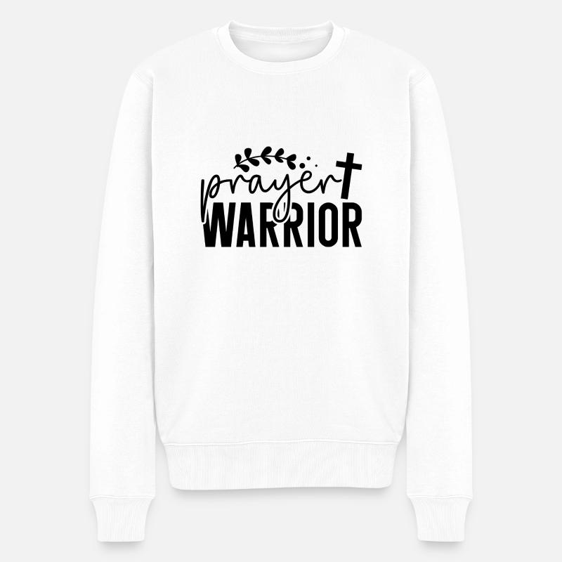 prayer warrior - Männer Premium Bio Pullover - Weiß