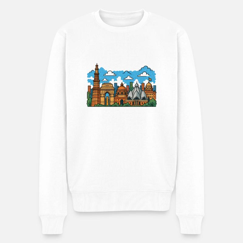 new delhi city - Männer Premium Bio Pullover - Weiß