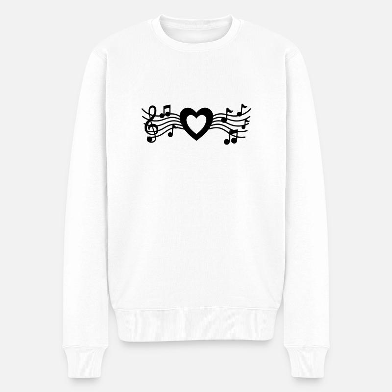 Musik-Herz - Männer Premium Bio Pullover - Weiß
