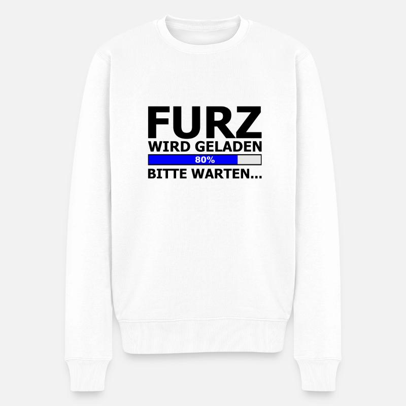 Furz wird geladen groß - Männer Premium Bio Pullover - Weiß