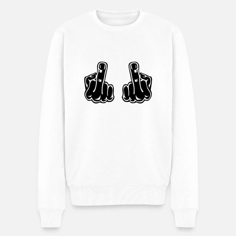 Stinking finger double hands - Men's Premium Organic Jumper - white