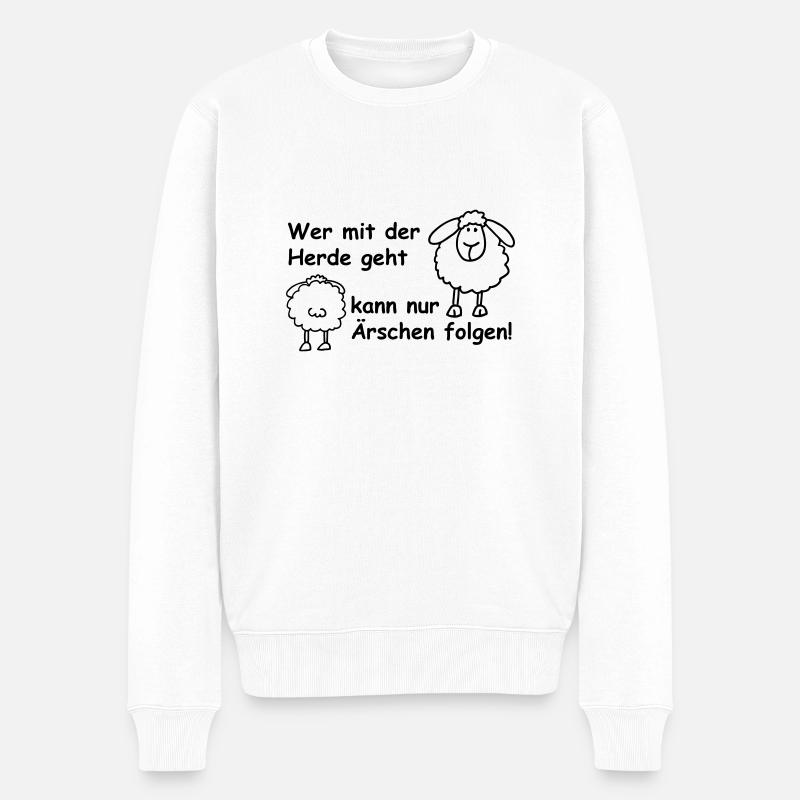 Wer mit der Herde ... - Männer Premium Bio Pullover - Weiß
