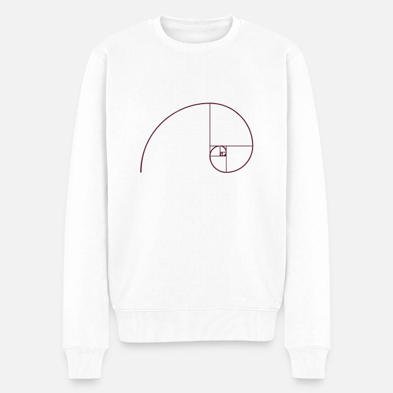Goldene Spirale, Schnitt, Phi, Fibonacci, Physik - Männer Premium Bio Pullover - Weiß