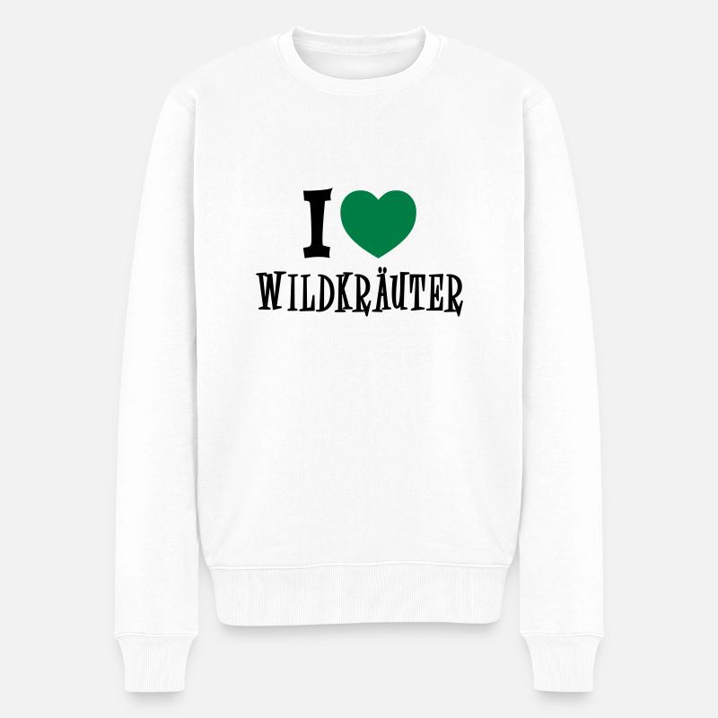 I Love Wildkräuter - Männer Premium Bio Pullover - Weiß