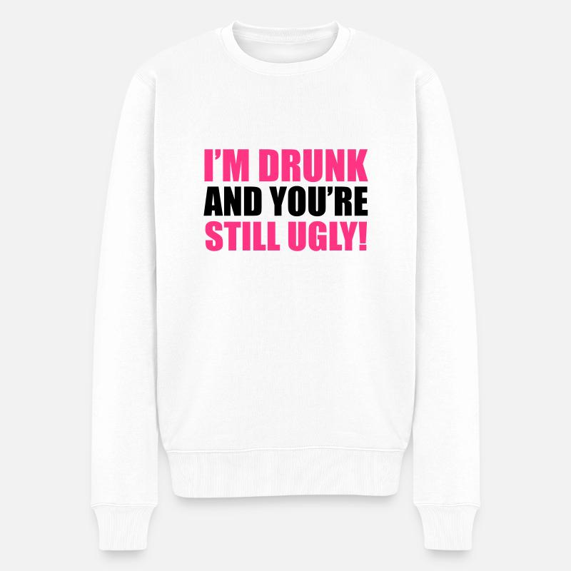Drunk - Männer Premium Bio Pullover - Weiß