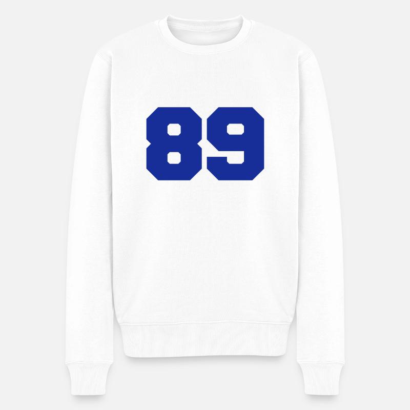 89, Zahlen, Nummer, Rückennummer - Männer Premium Bio Pullover - Weiß