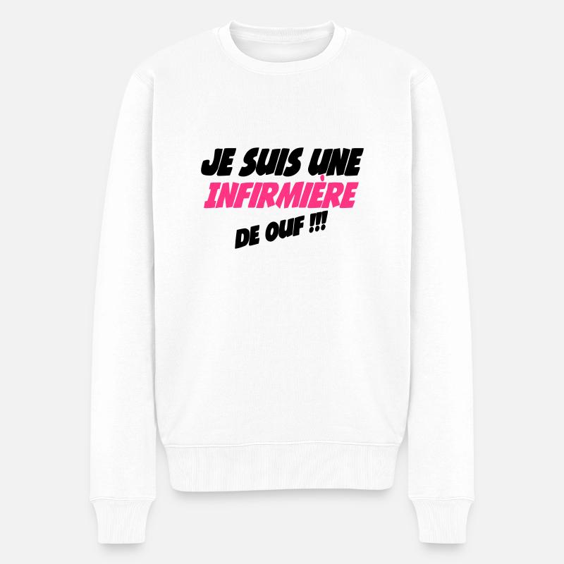 Je suis une infirmière de ouf - Männer Premium Bio Pullover - Weiß