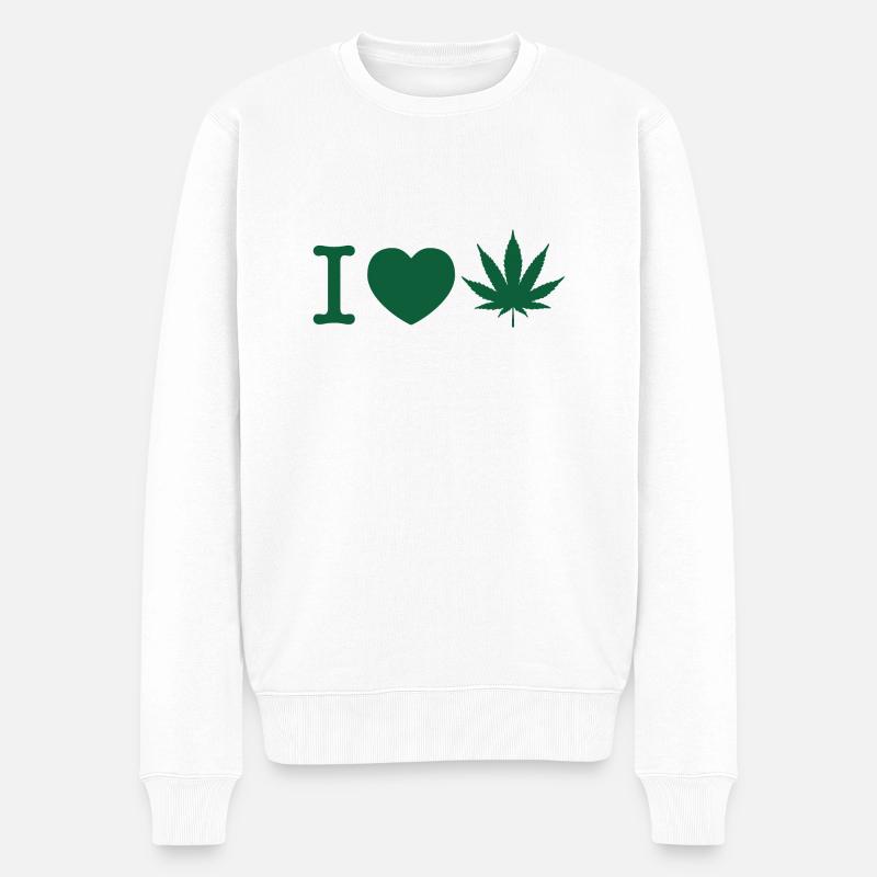 Weed | Marihuana | Cannabis - Männer Premium Bio Pullover - Weiß