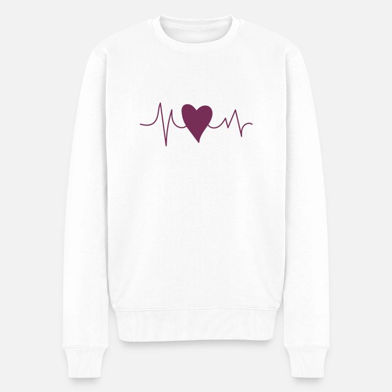 Herz Familie - Männer Premium Bio Pullover - Weiß