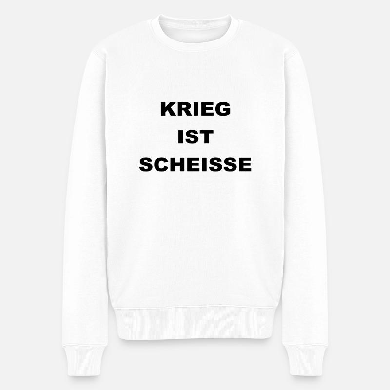 KRIEG IST SCHEISSE - Männer Premium Bio Pullover - Weiß