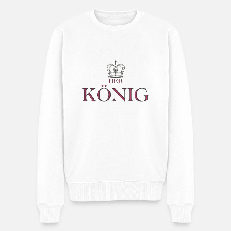 Der König - Männer Premium Bio Pullover - Weiß