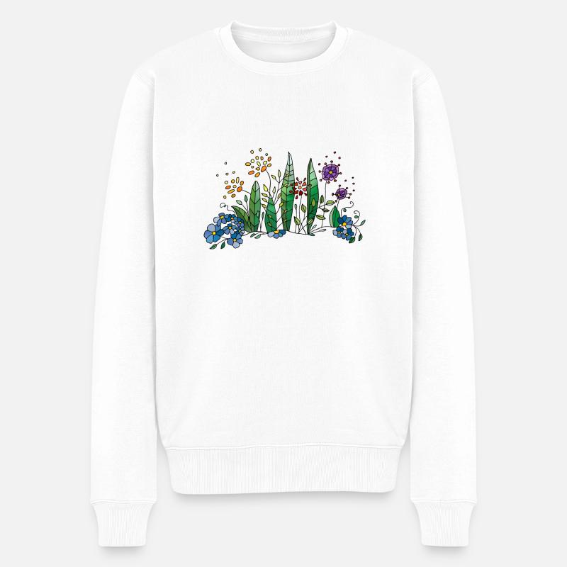 Blumen - Männer Premium Bio Pullover - Weiß
