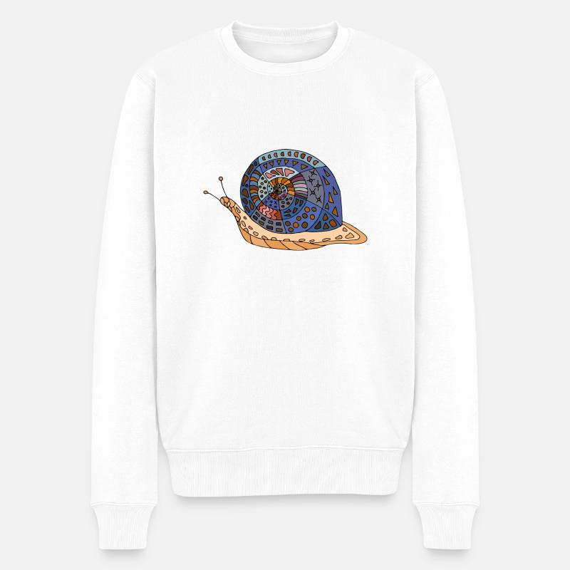 Schnecke - Männer Premium Bio Pullover - Weiß