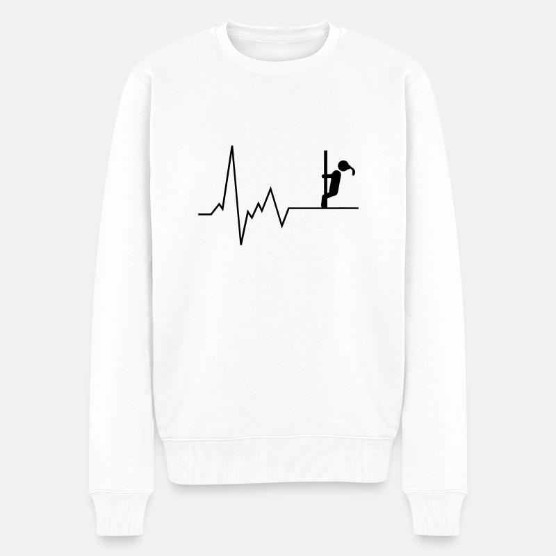 Herzschlag Pole Tänzerin - Männer Premium Bio Pullover - Weiß