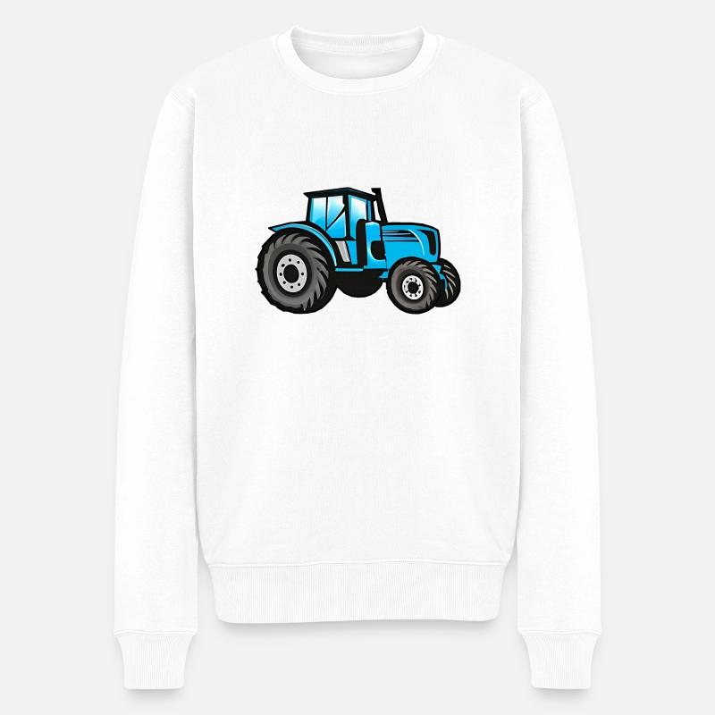 Großer Blauer Traktor - Männer Premium Bio Pullover - Weiß