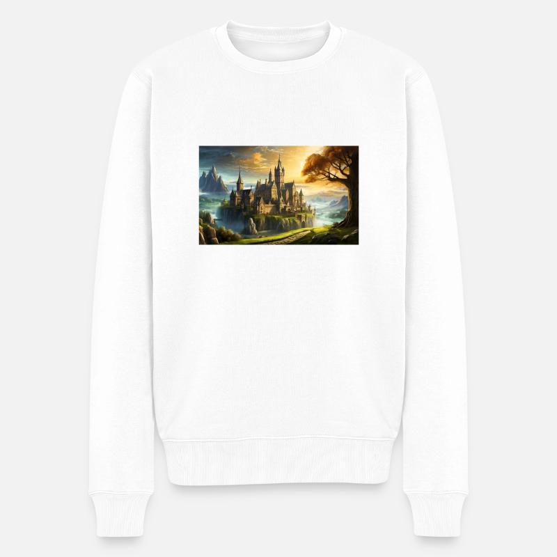wunderschöne mythische Orte – Avalon - Männer Premium Bio Pullover - Weiß