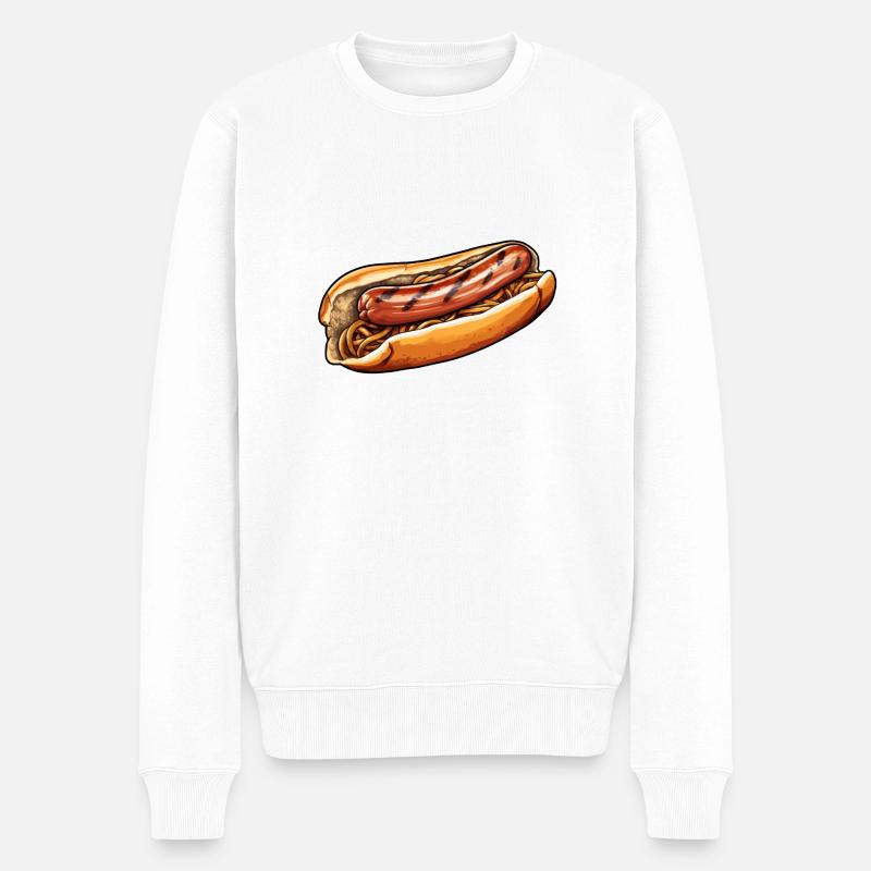 Bratwurst im Brötchen - Männer Premium Bio Pullover - Weiß