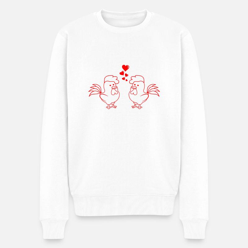 verliebte Hühner - Männer Premium Bio Pullover - Weiß