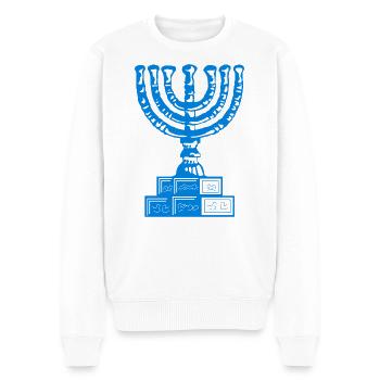 Menorah le chandelier à sept branches, judaïsme d’Israël - Pull Premium bio Homme - blanc - Devant - Thijin (182cm)